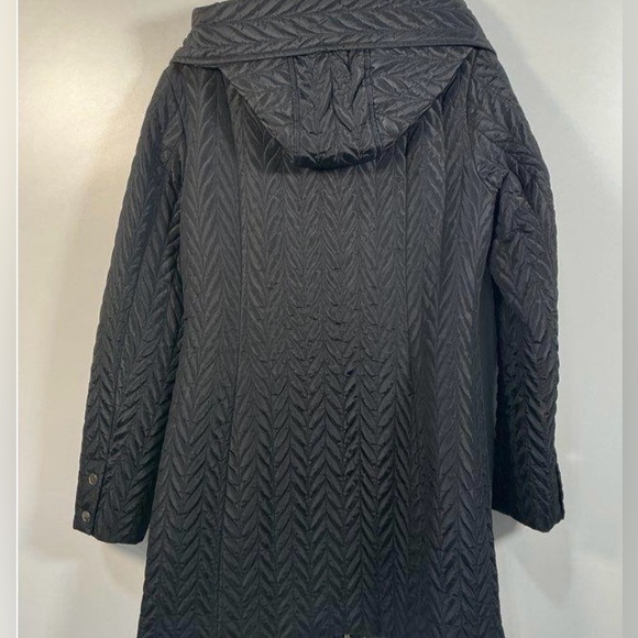 Kate Spade Black Quilted Herringbone Hooded Jacket - Picture 4 of 8